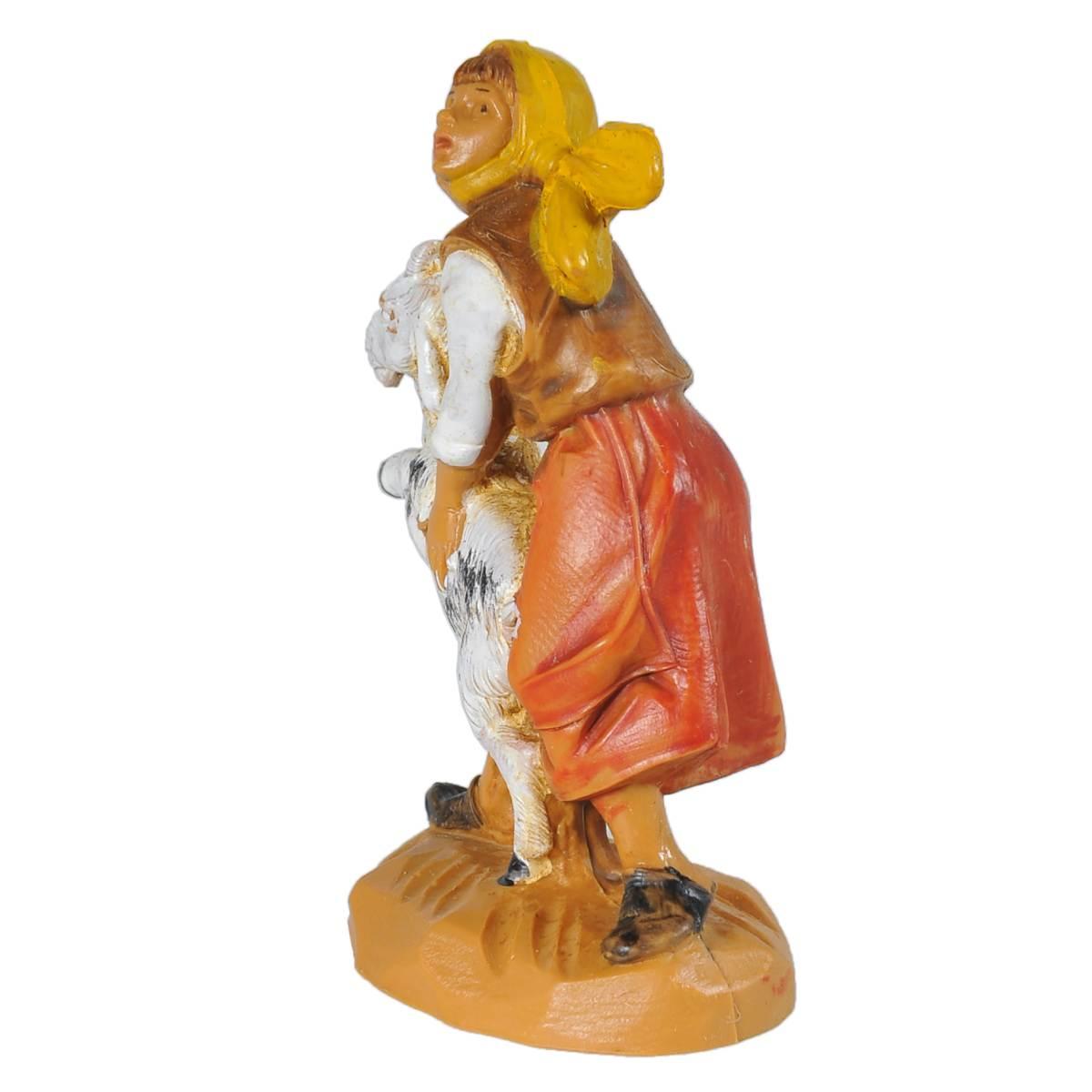 Statua presepe 6.5 cm pastorella pecora