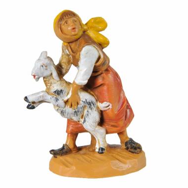 Statua presepe 6.5 cm pastorella pecora