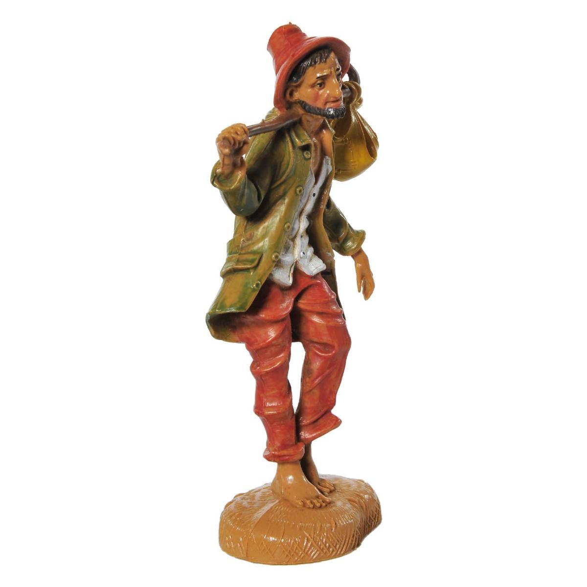 Statua presepe 10 cm pastore fardello