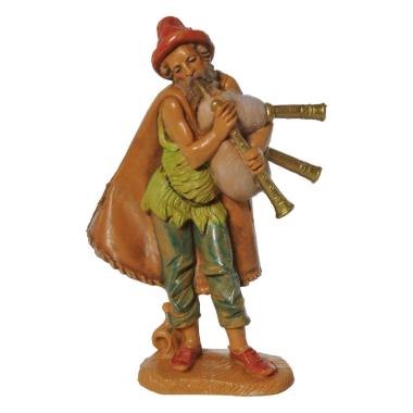 Statua presepe 10 cm pastore zampogna cappello