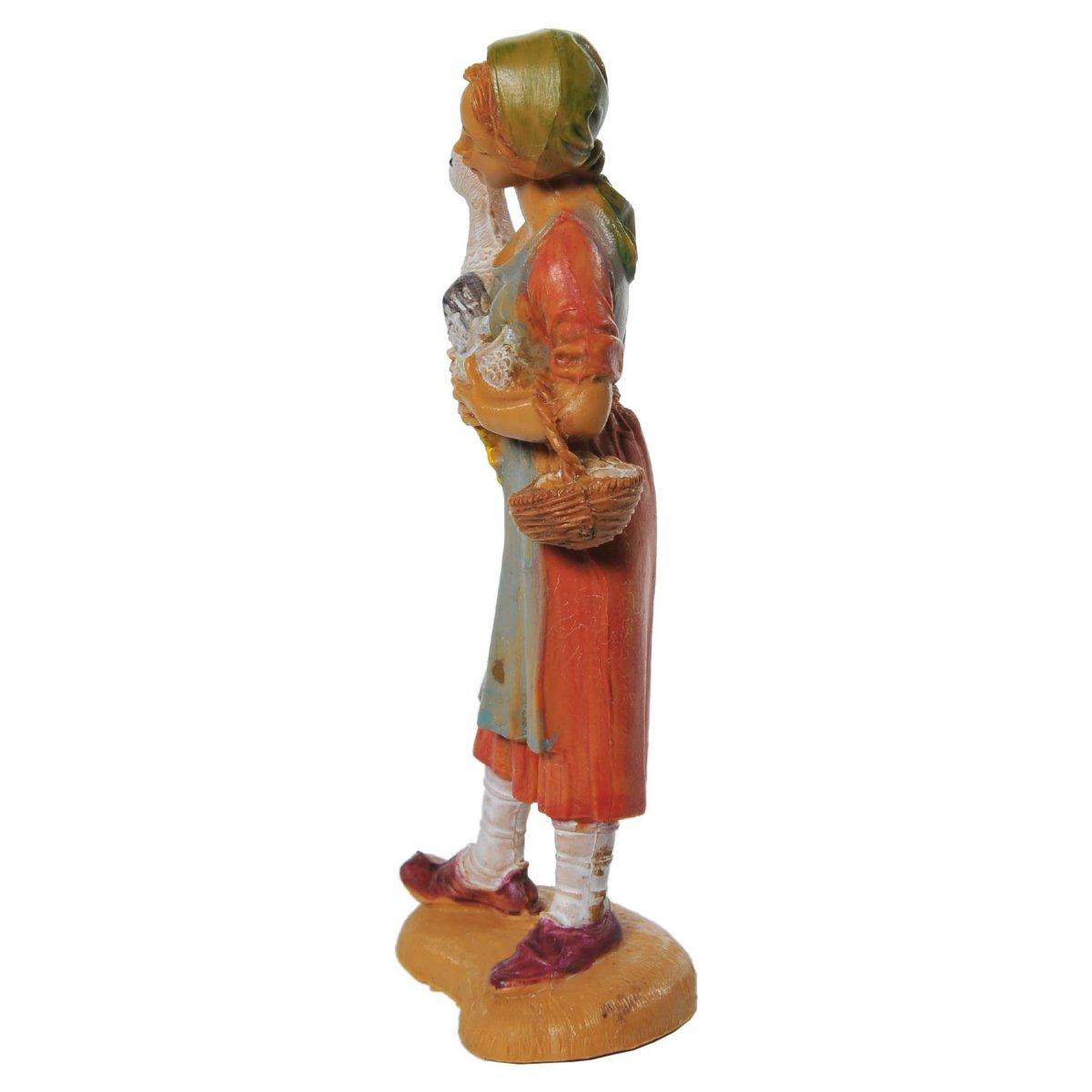 Statua presepe 10 cm pastorella oca