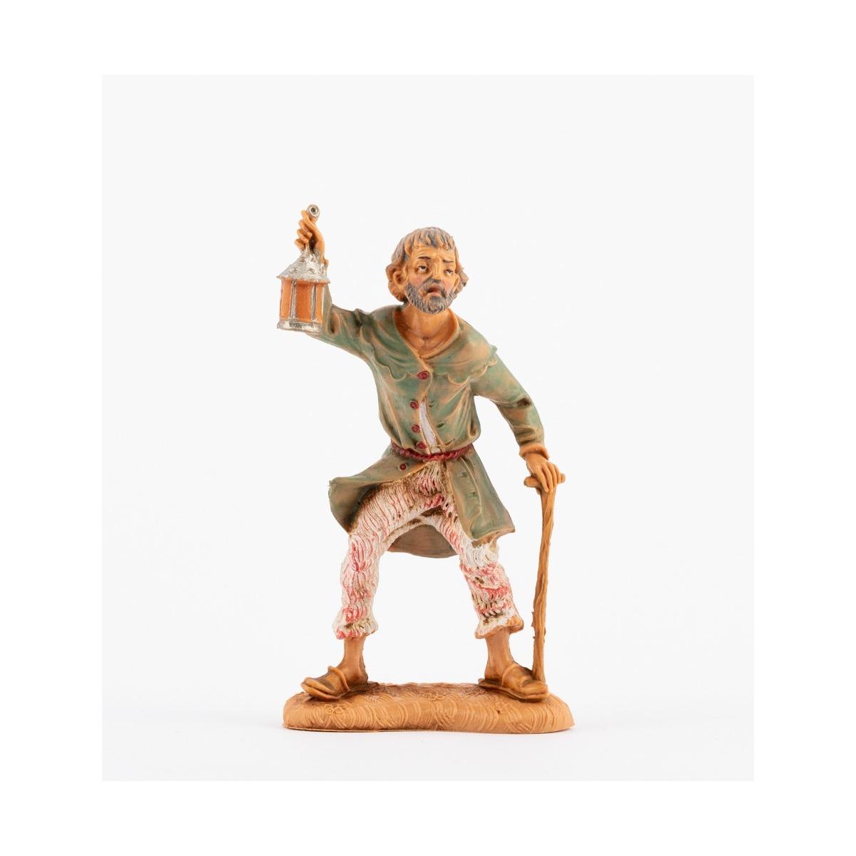 Statua Fontanini 10 cm pastore con lanterna e bastone