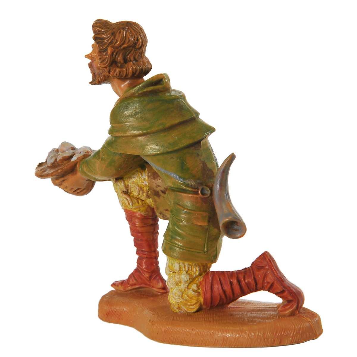Statua presepe 10 cm pastore cappello in ginocchio