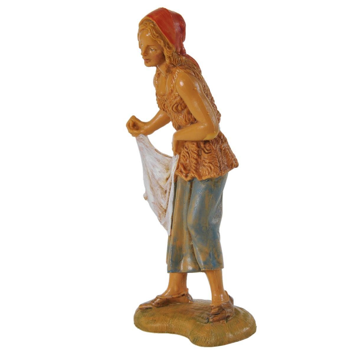 Statua presepe 10 cm pastorella con panno
