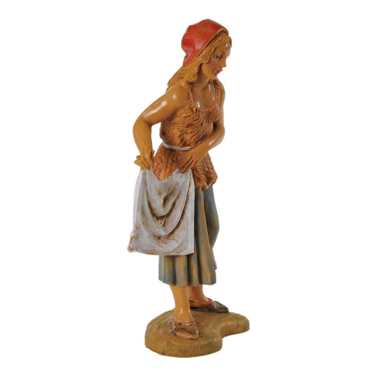 Statua presepe 10 cm pastorella con panno