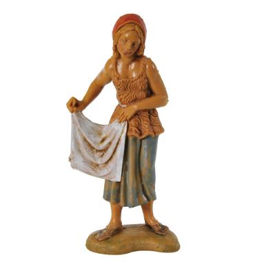 Statua presepe 10 cm pastorella panno