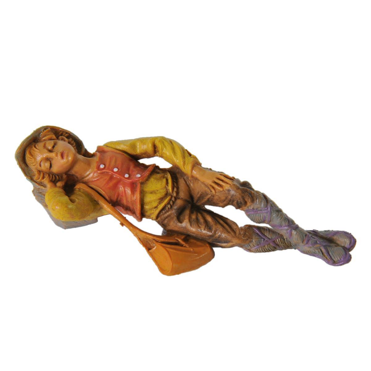 Statua presepe 10 cm pastore sdraiato terra modello a