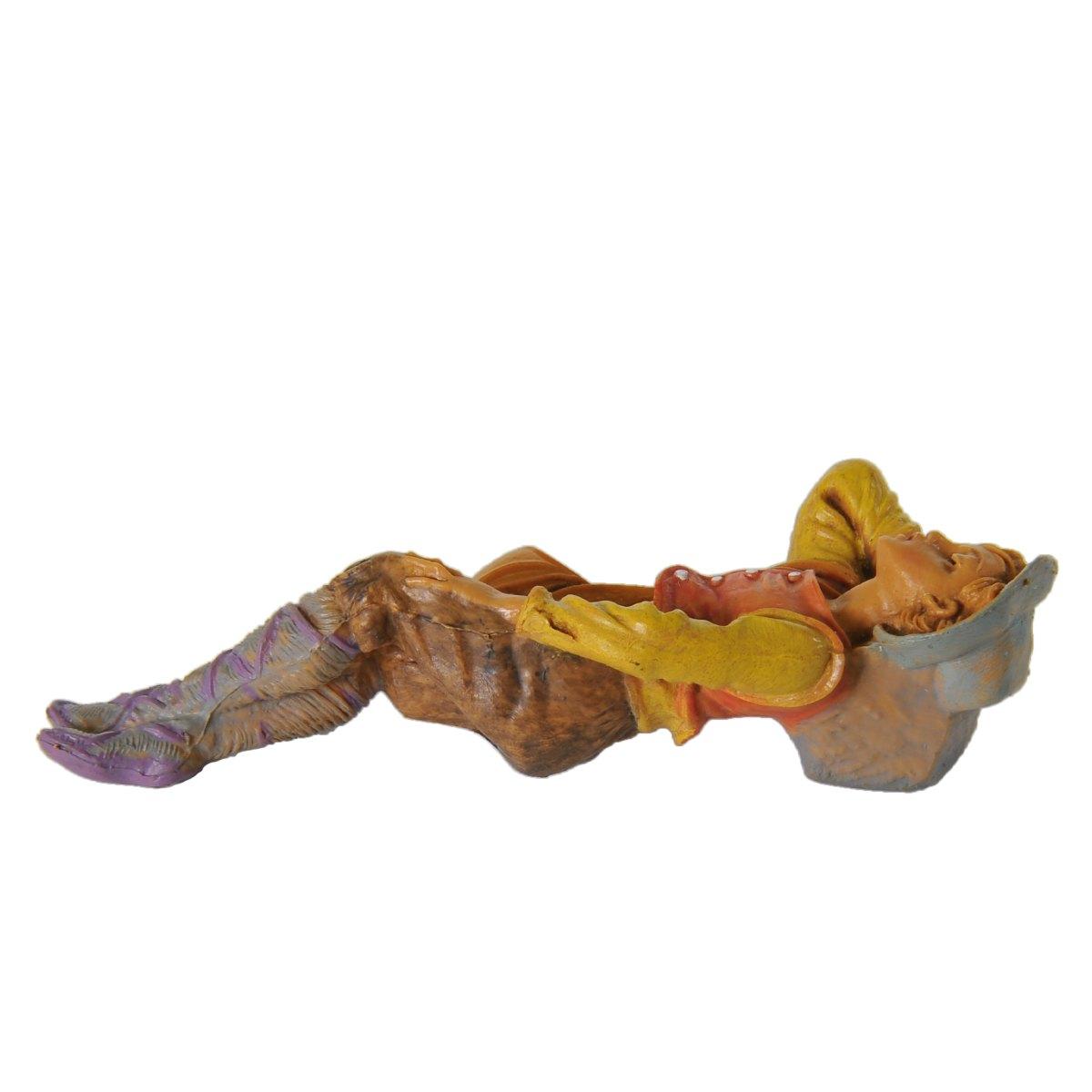 Statua presepe 10 cm pastore sdraiato terra modello a