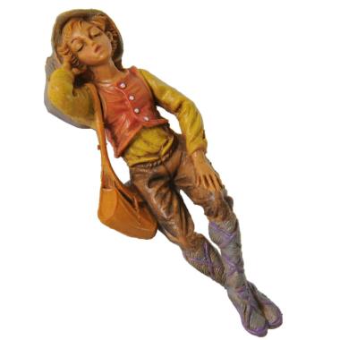 Statua presepe 10 cm pastore sdraiato terra modello a