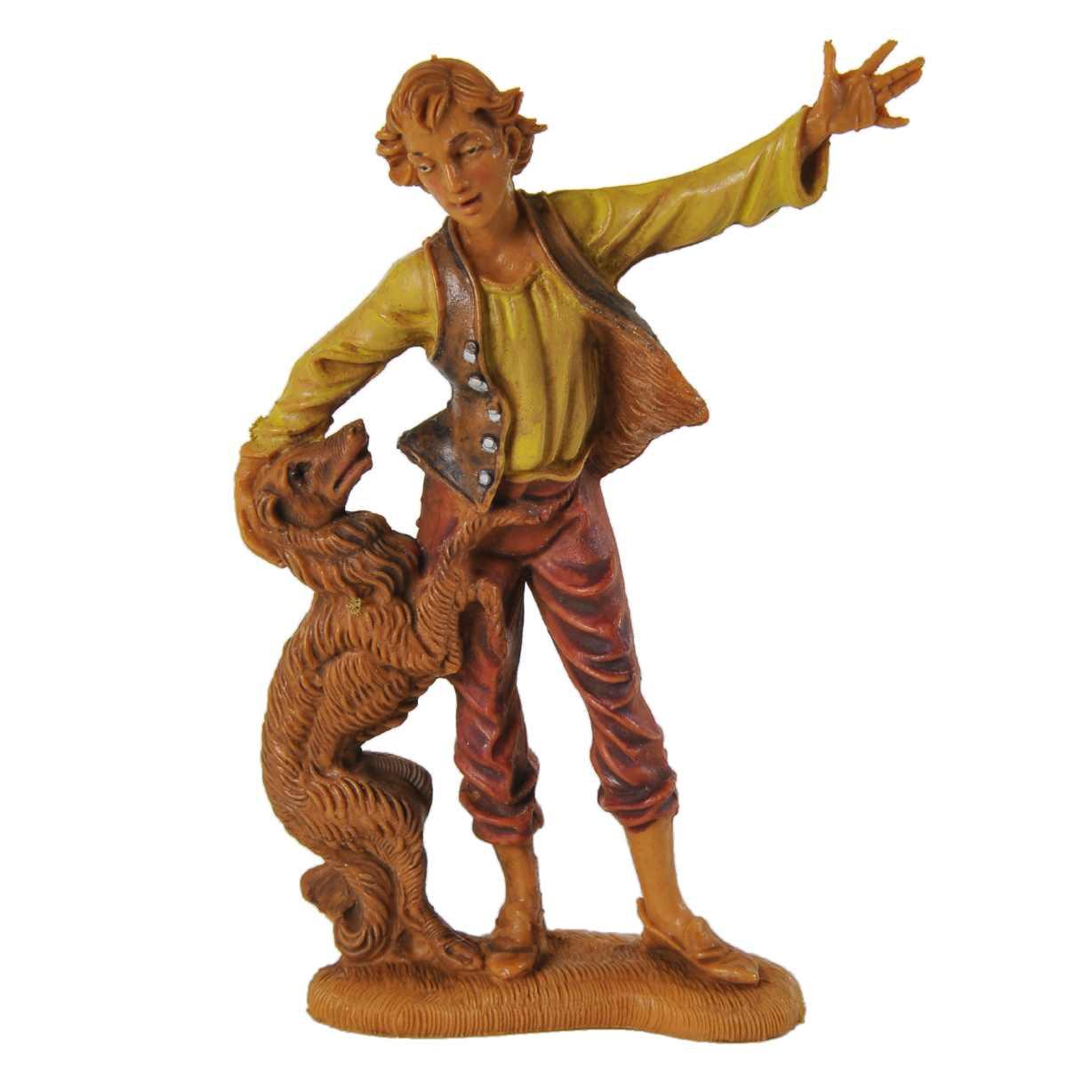 Statua presepe 10 cm pastore cane