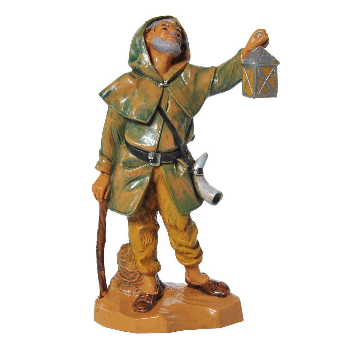 Statua presepe 12 cm pastore lanterna bastone