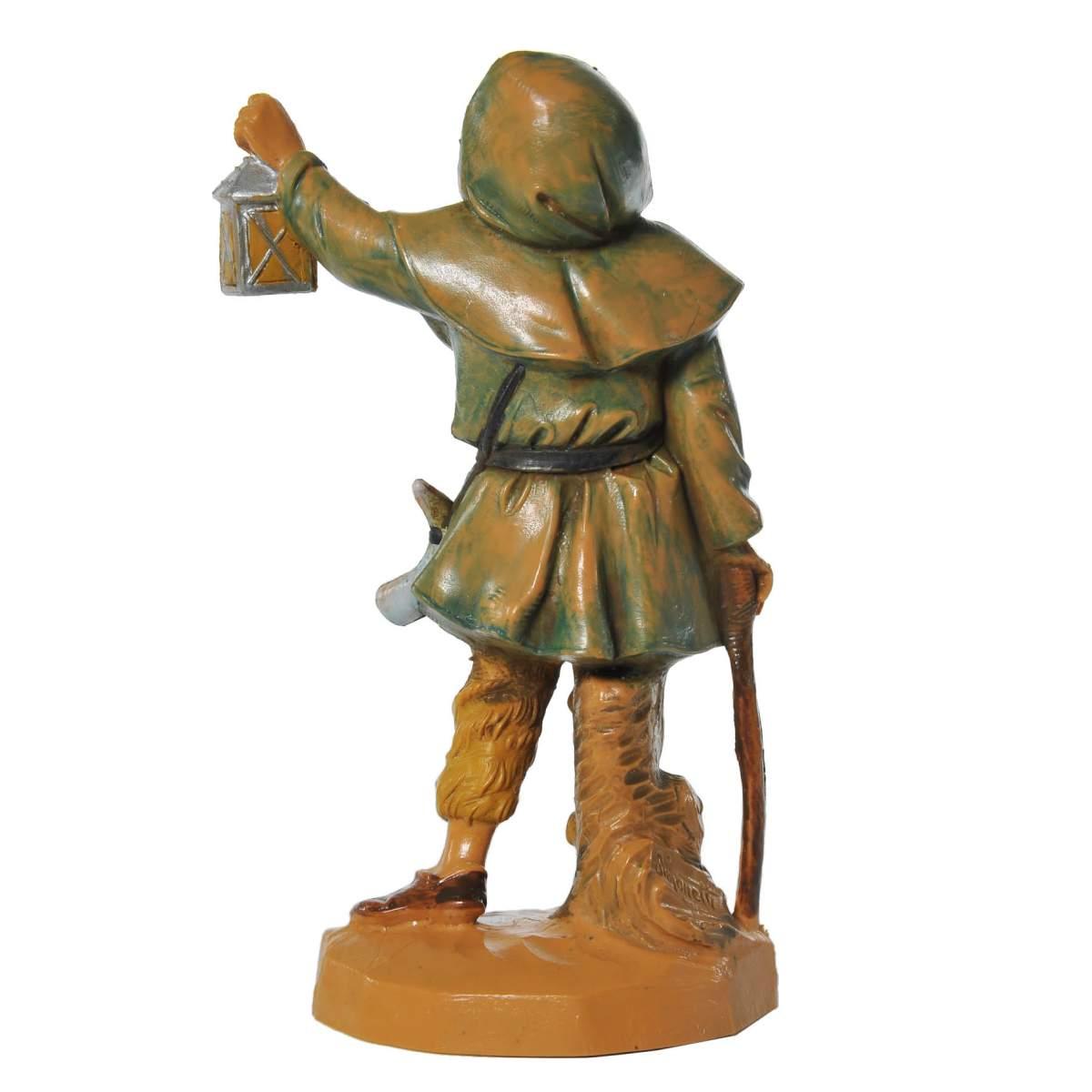 Statua presepe 12 cm pastore lanterna bastone