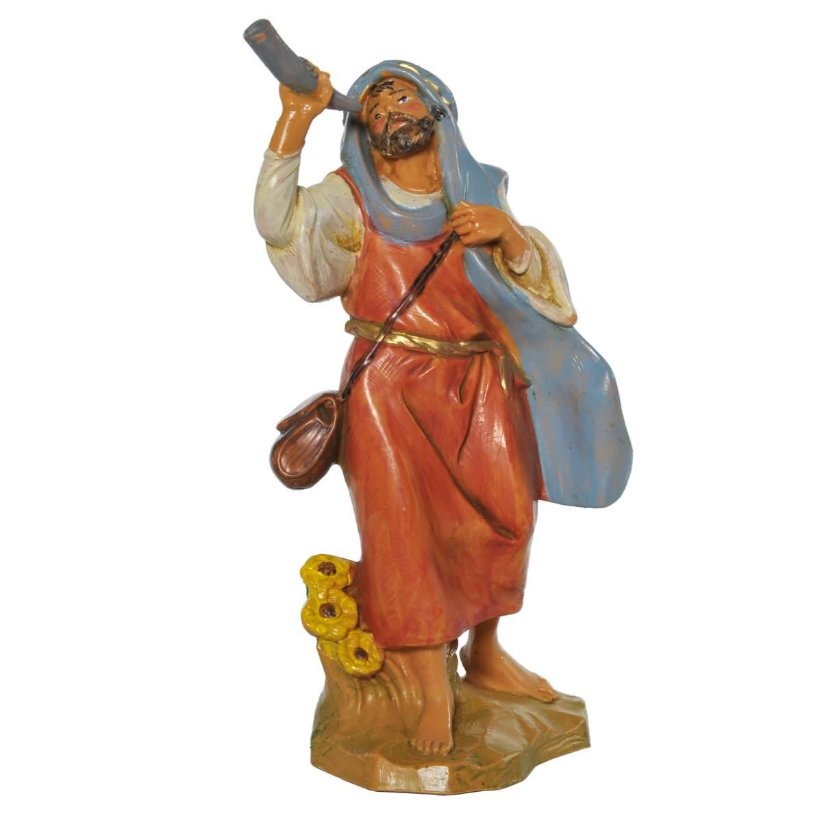 Statua presepe 12 cm pastore corno