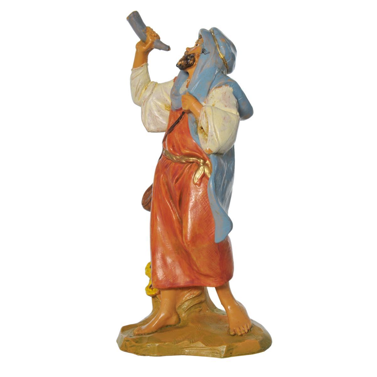 Statua presepe 12 cm pastore corno