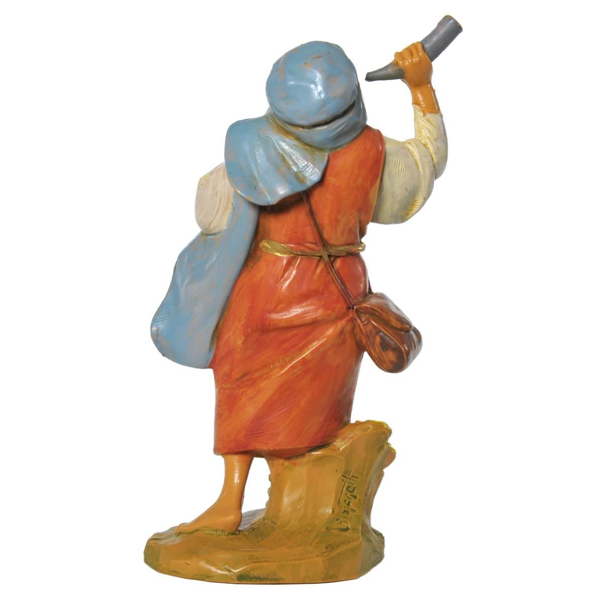 Statua presepe 12 cm pastore corno
