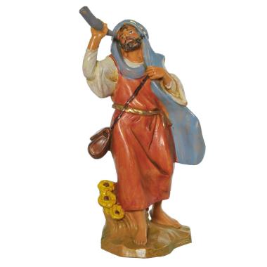 Statua presepe 12 cm pastore corno