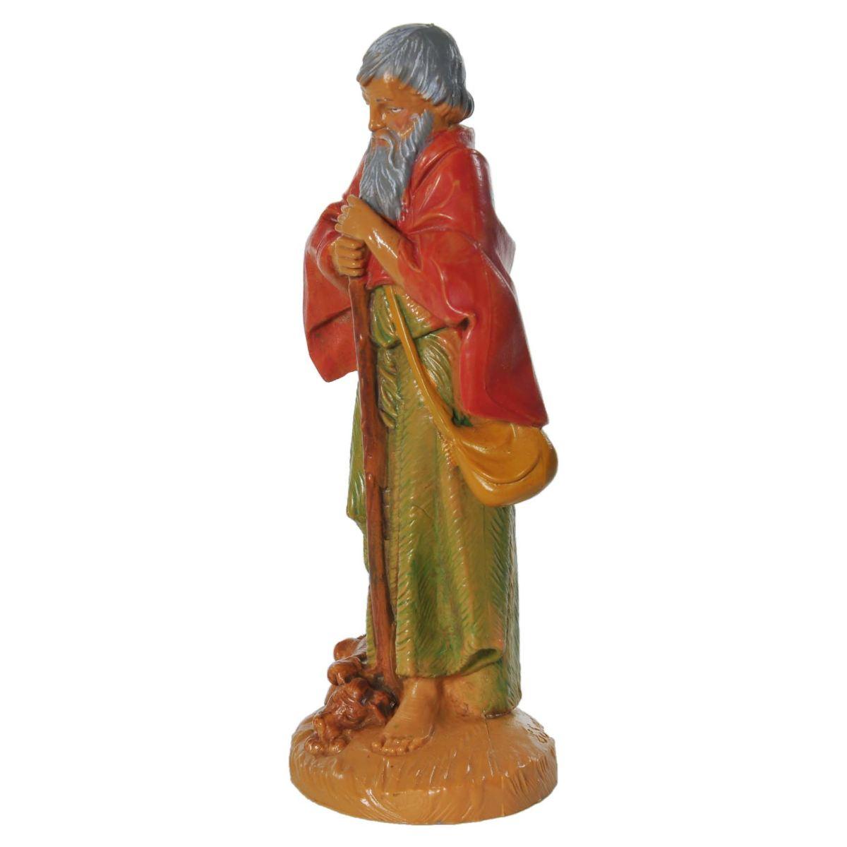 Statua presepe 12 cm pastore bastone cane