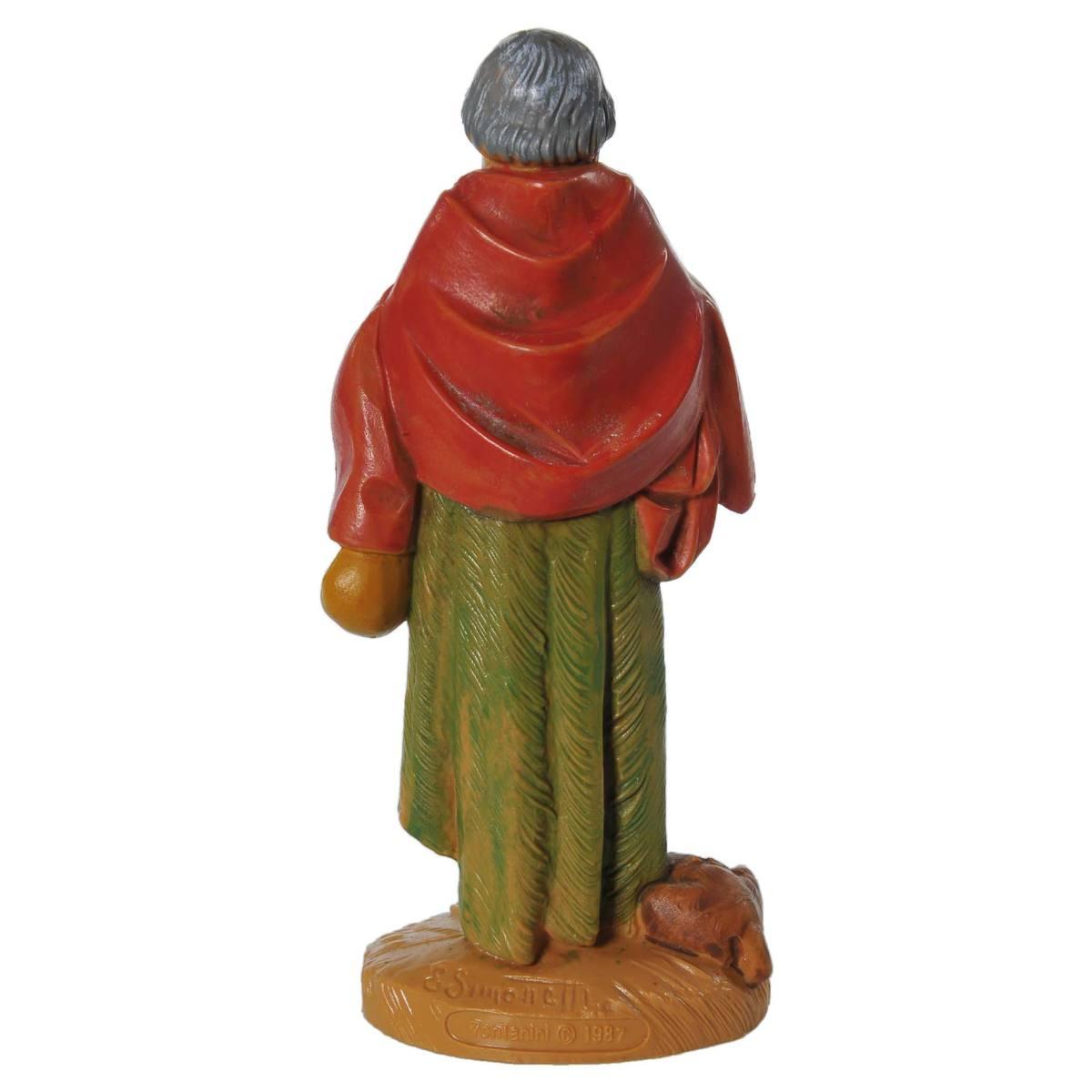 Statua presepe 12 cm pastore bastone cane
