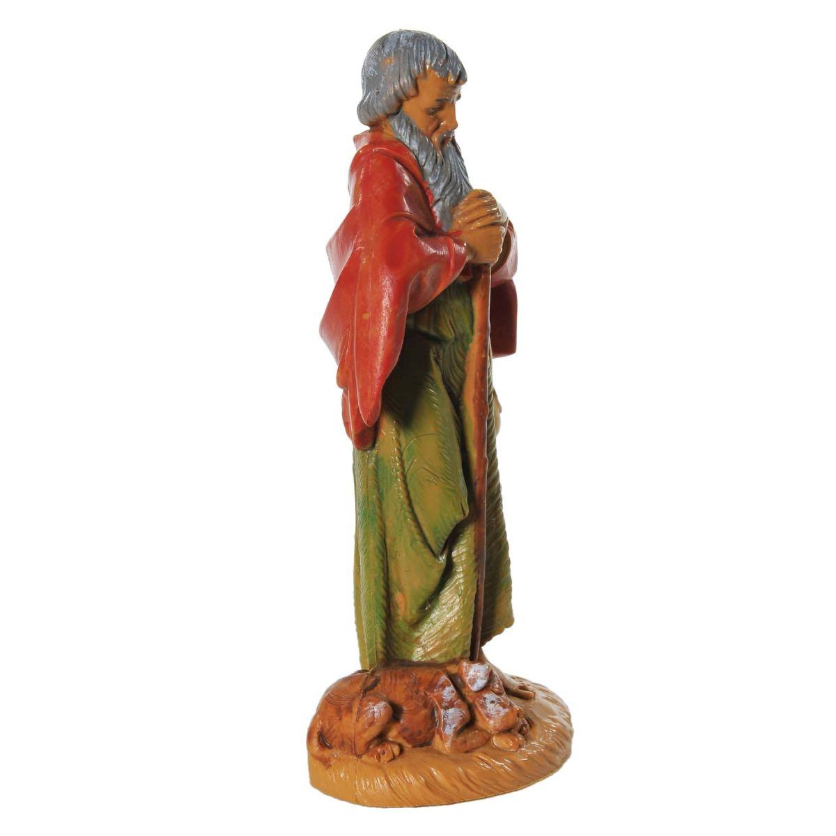 Statua presepe 12 cm pastore bastone cane