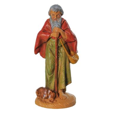 Statua presepe 12 cm pastore bastone cane