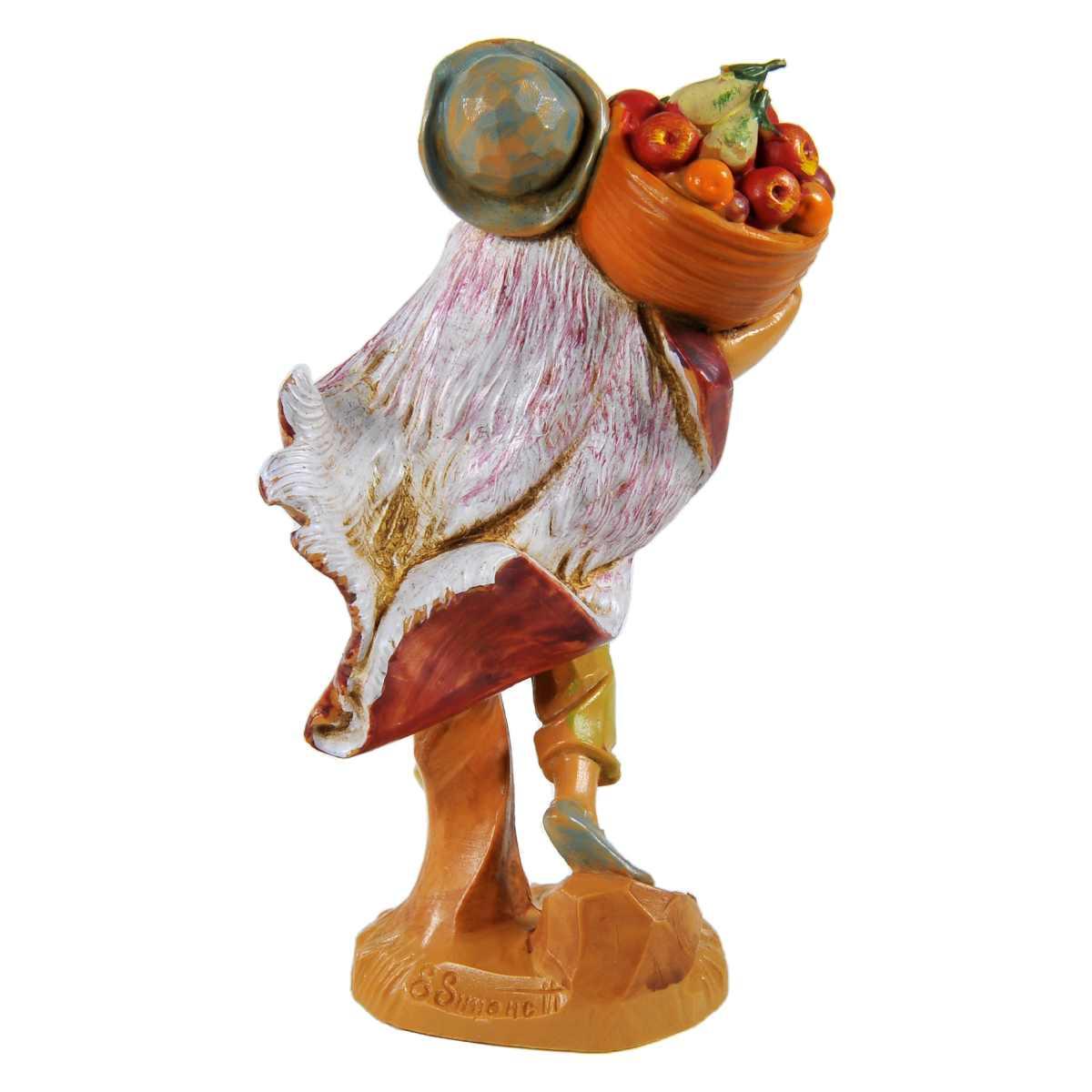 Statua presepe 12 cm pastore cesta di frutta