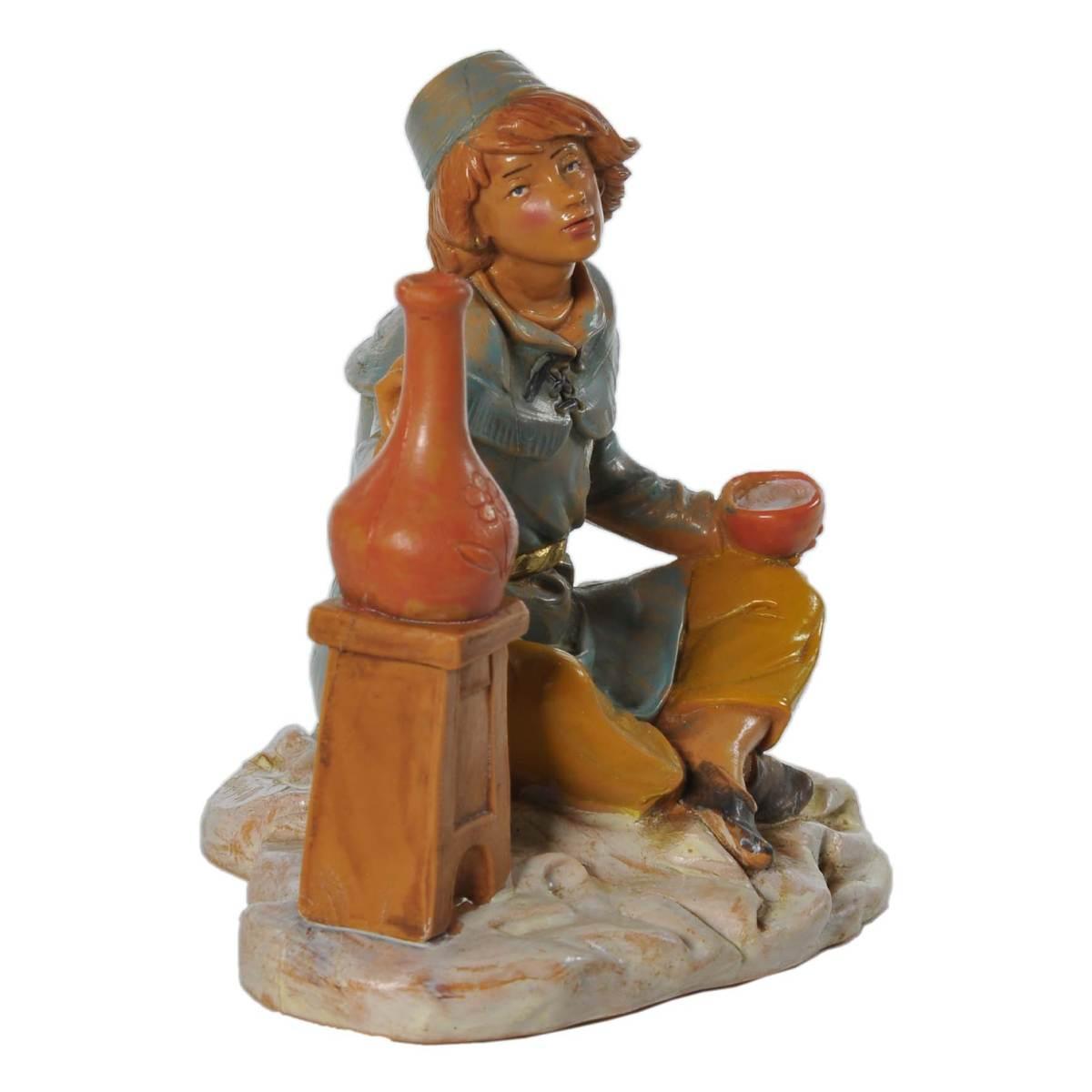 Statua presepe 12 cm pastore seduto che dipinge