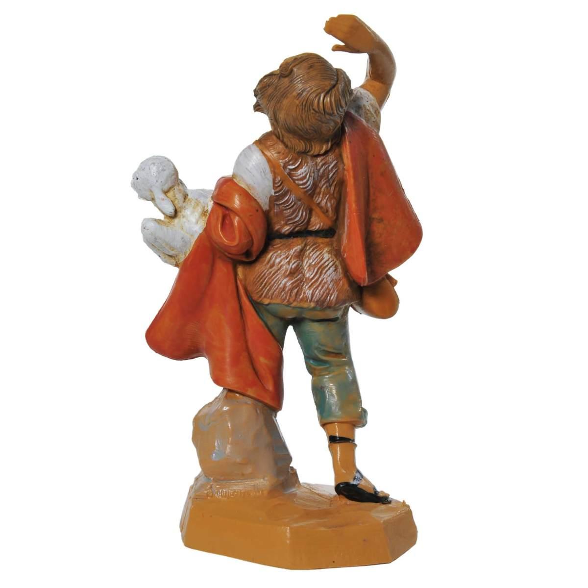 Statua presepe 12 cm pastore pecora in braccio