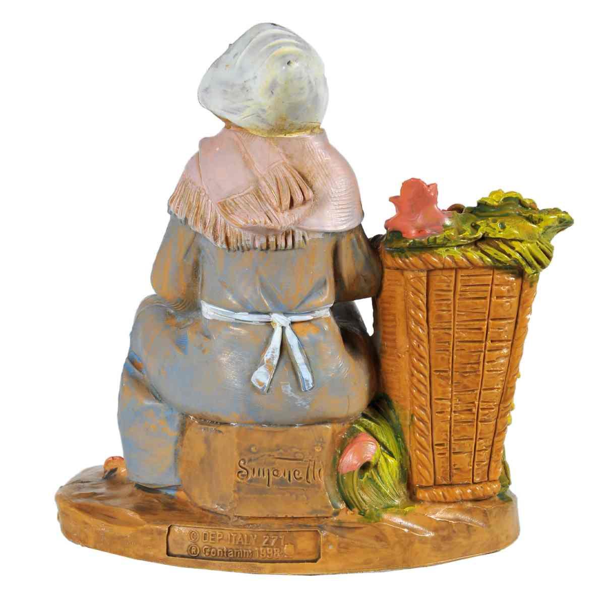 Statua presepe 12 cm pastorella vaso fiori