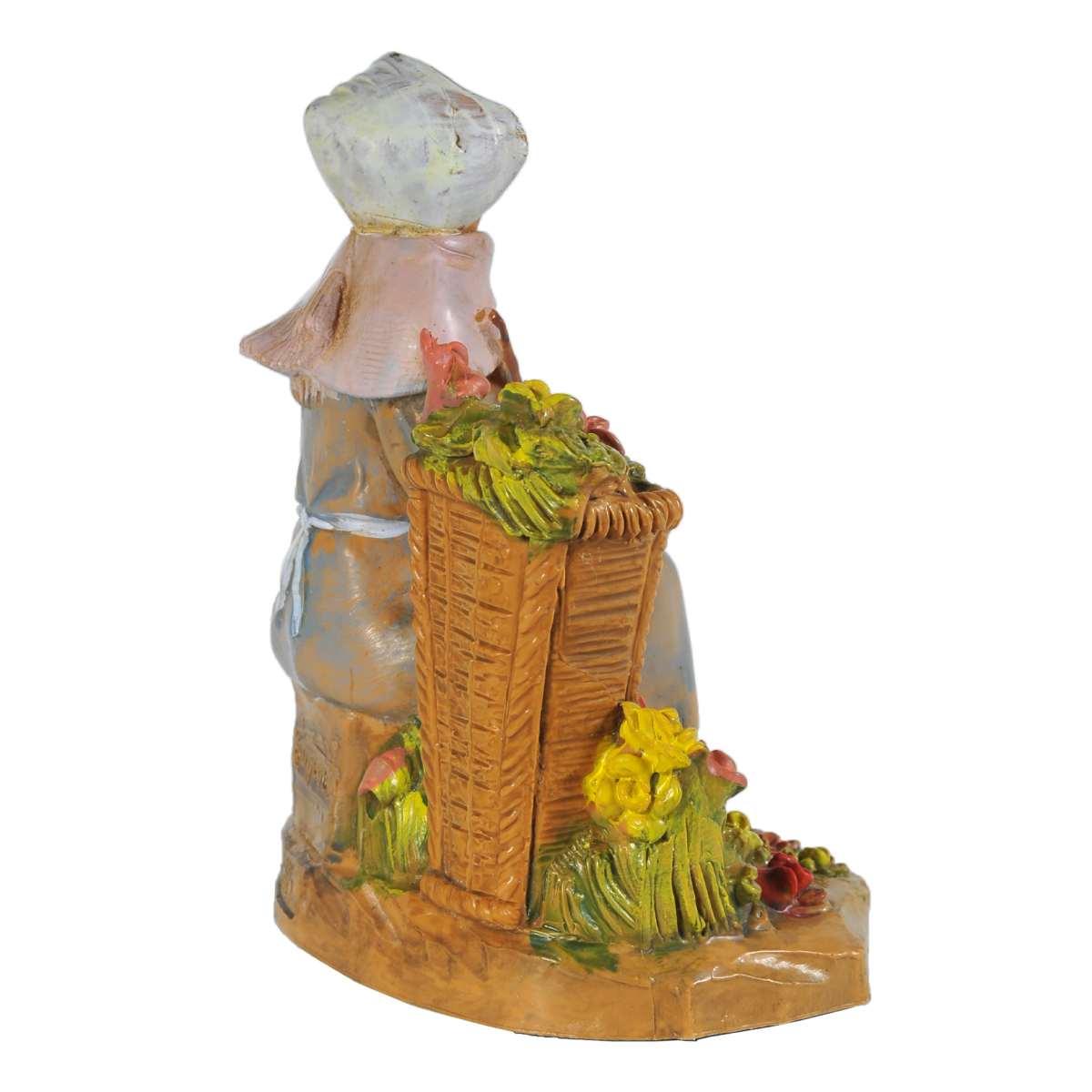 Statua presepe 12 cm pastorella vaso fiori