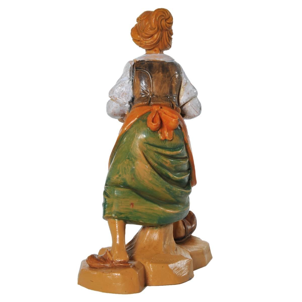 Statua presepe 12 cm pastorella vassoio