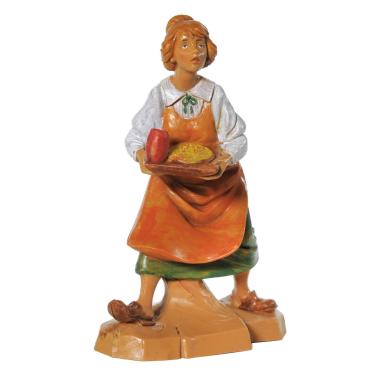 Statua presepe 12 cm pastorella vassoio