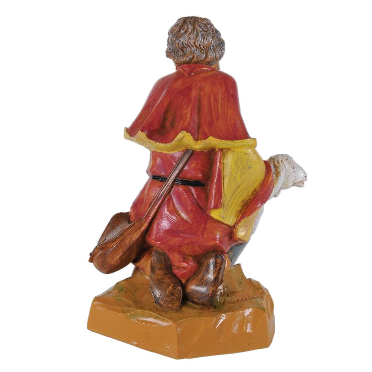 Statua presepe 19 cm pastore inginocchiato pecora