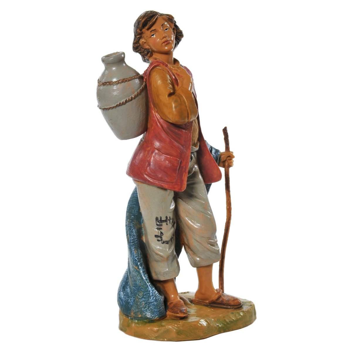 Statua presepe 19 cm pastore bastone anfora