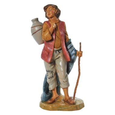 Statua presepe 19 cm pastore bastone anfora