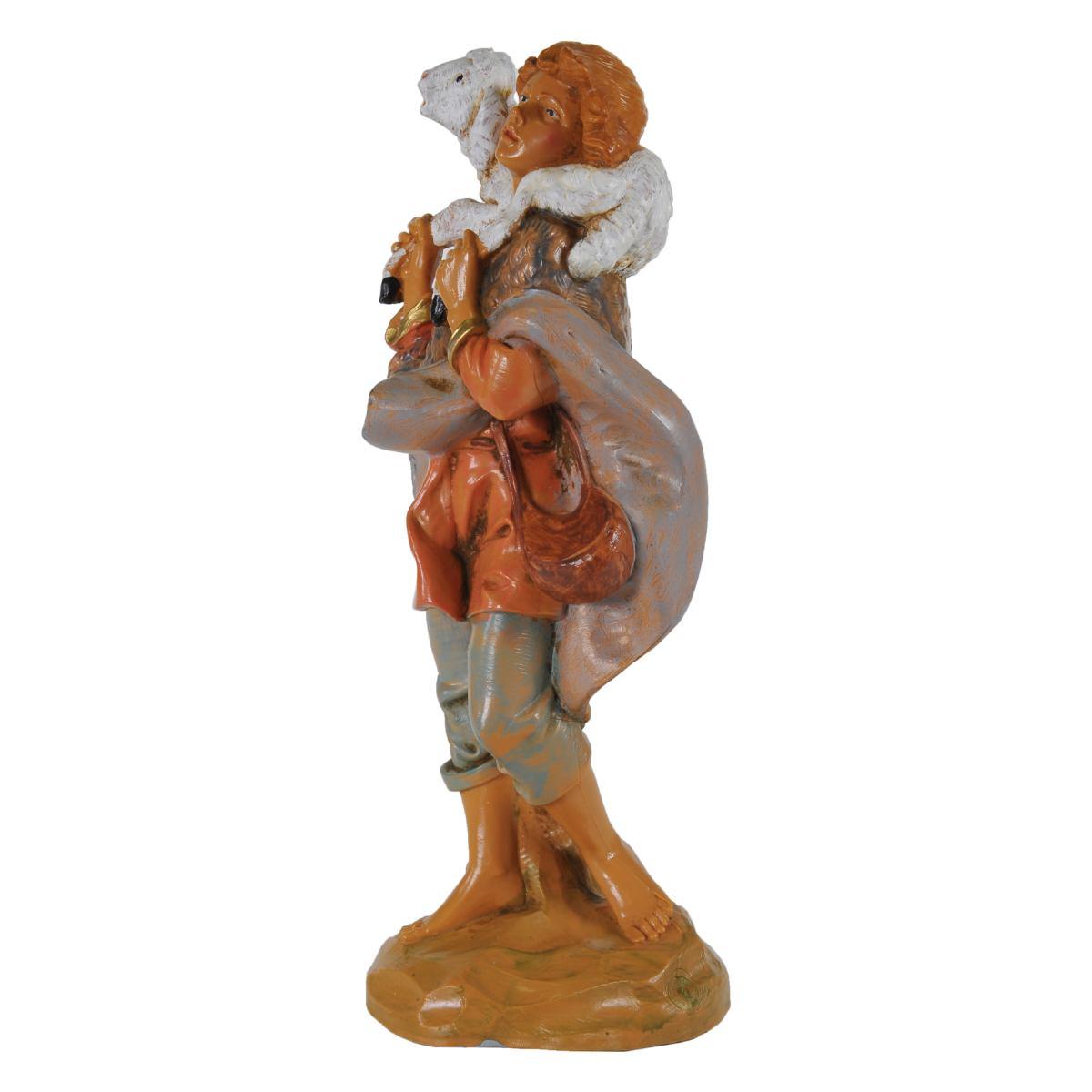 Statua presepe 19 cm pastore pecora sulle spalle