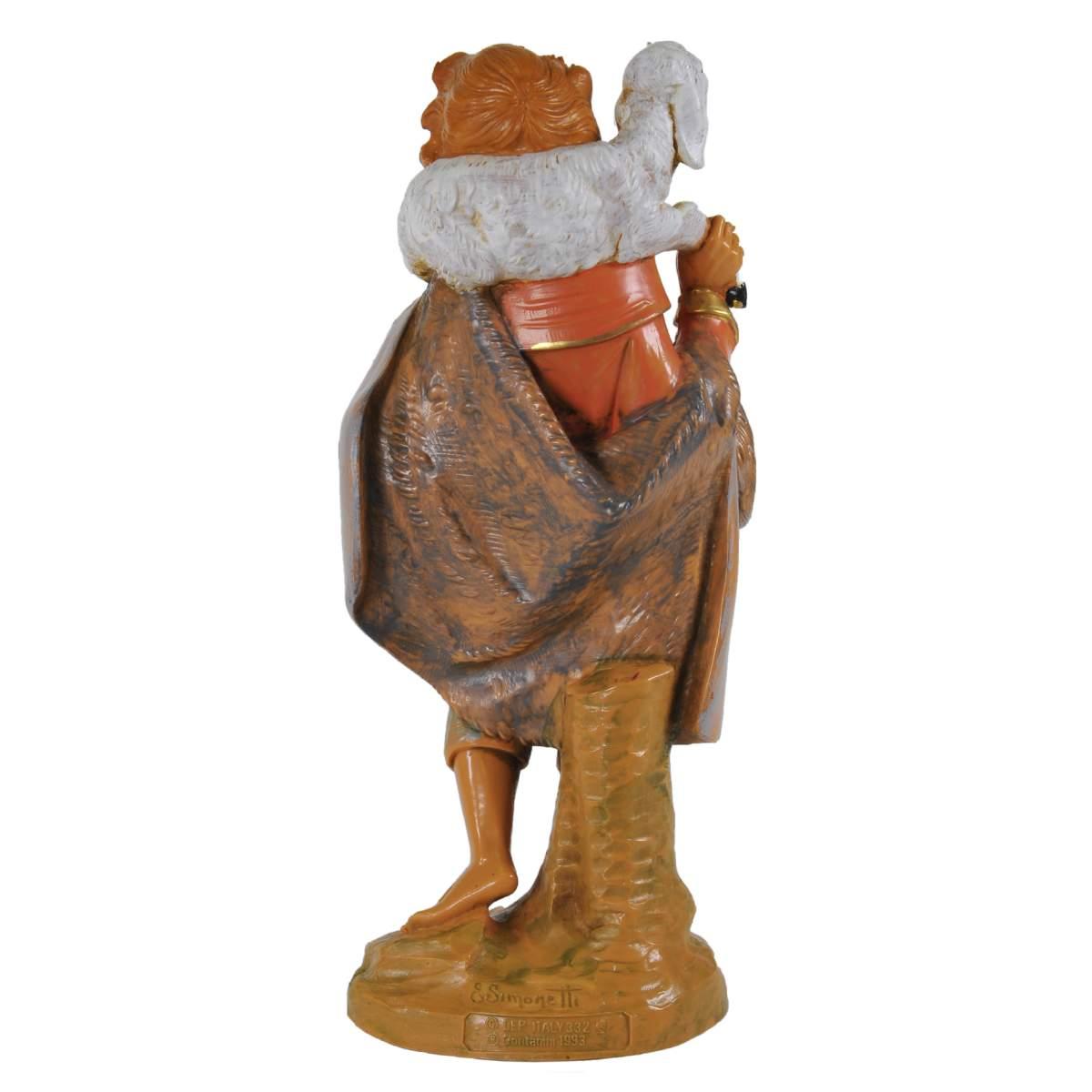 Statua presepe 19 cm pastore pecora sulle spalle