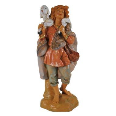 Statua presepe 19 cm pastore pecora sulle spalle