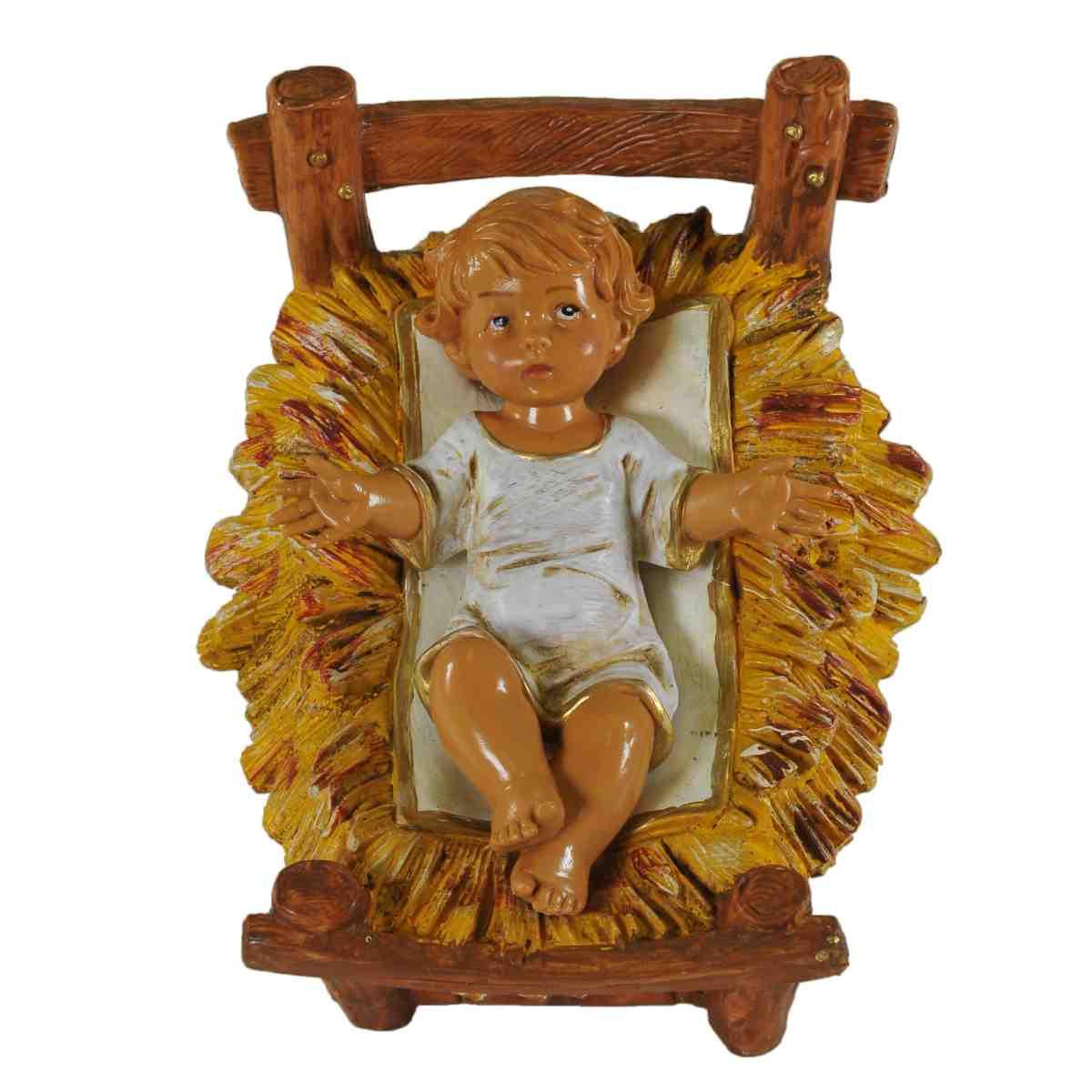 Statua presepe 30 cm gesù bambino culla