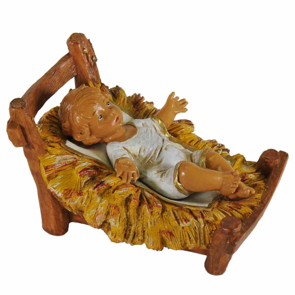 Statua presepe 30 cm gesù bambino culla