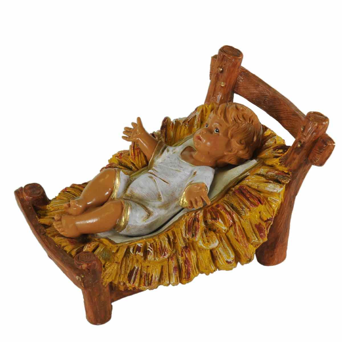 Statua presepe 30 cm gesù bambino culla