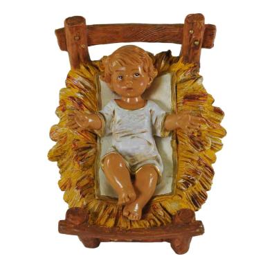 Statua presepe 30 cm gesù bambino culla