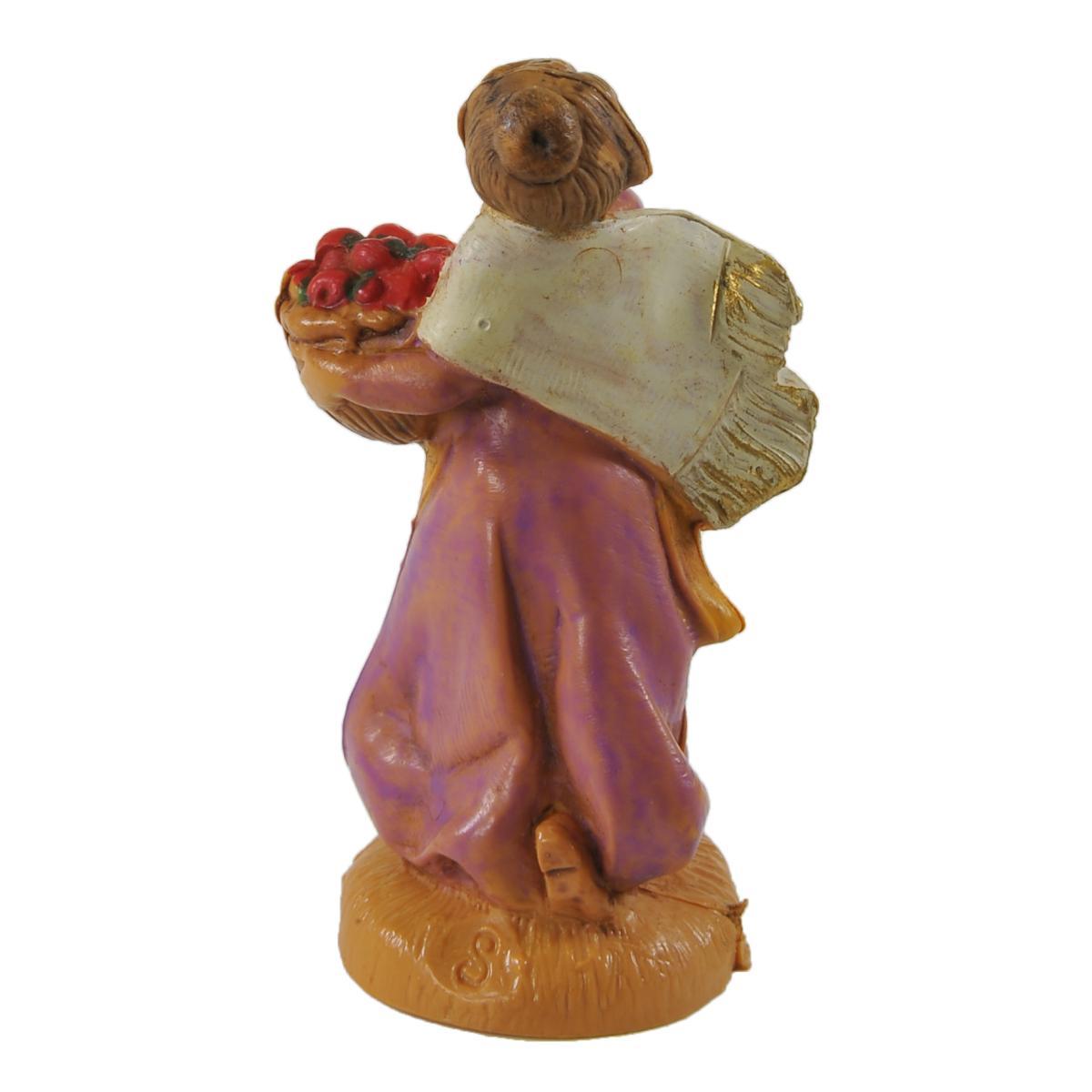 Statua presepe 6.5 cm pastorella cesta di frutta