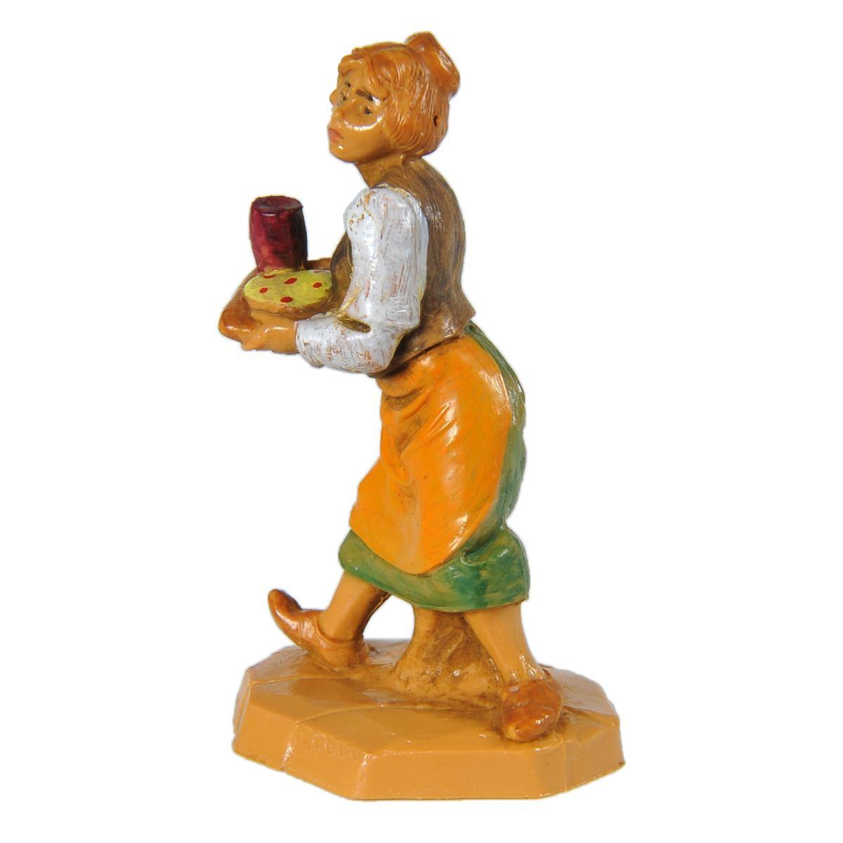 Statua presepe 6.5 cm pastorella vassoio