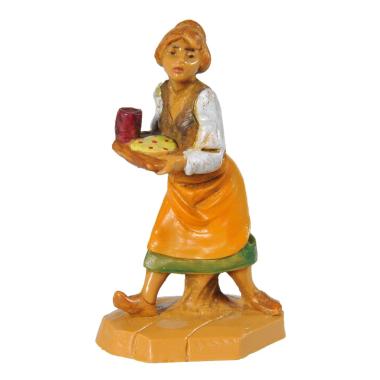 Statua presepe 6.5 cm pastorella vassoio