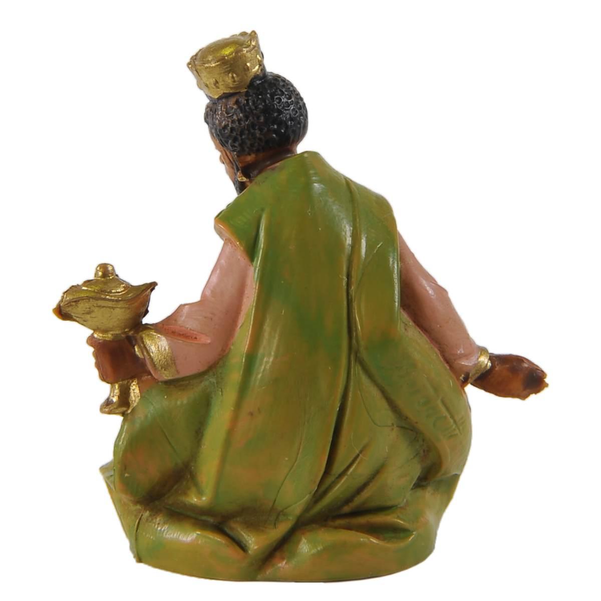 Statua presepe 6.5 cm re magio baldassarre in ginocchio