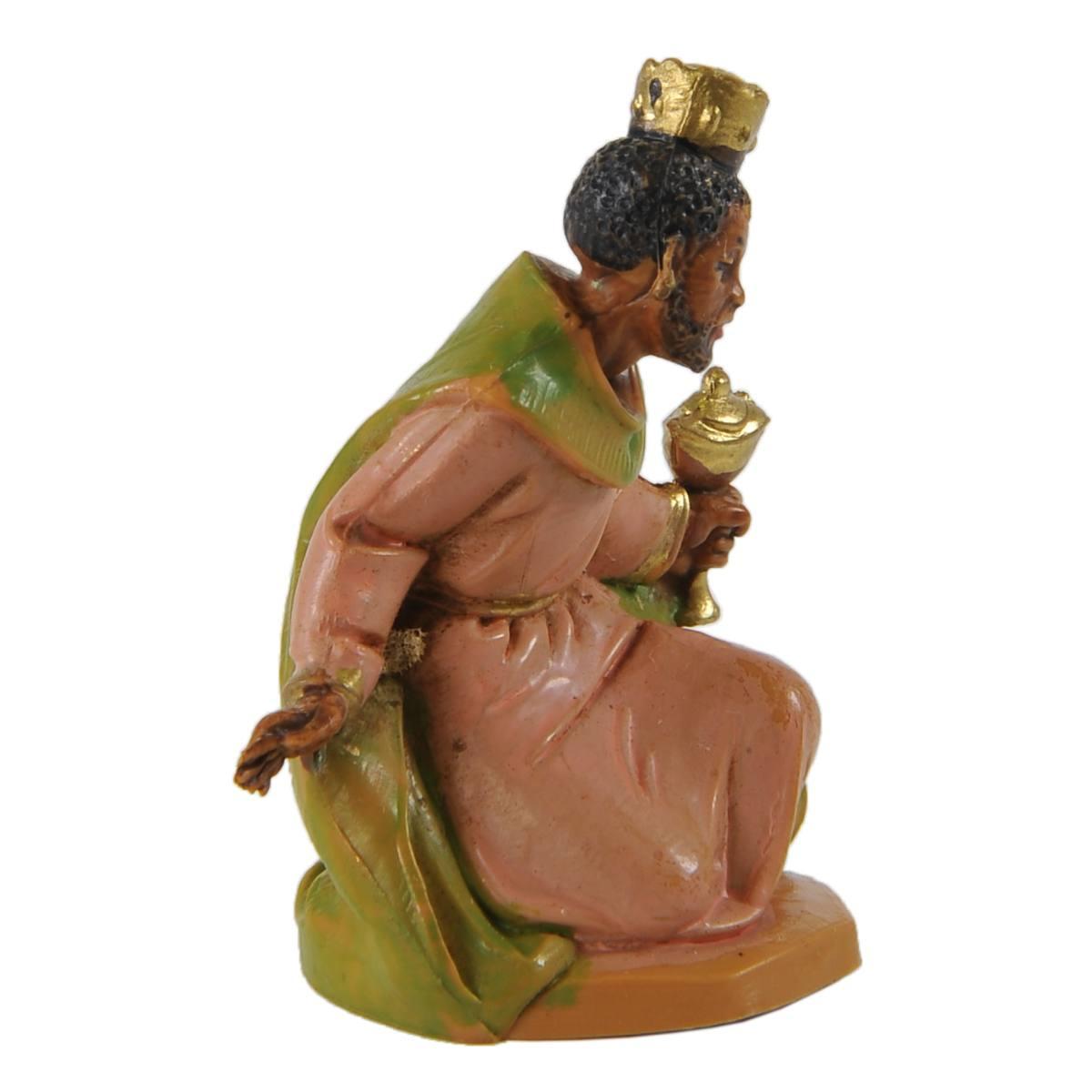 Statua presepe 6.5 cm re magio baldassarre in ginocchio