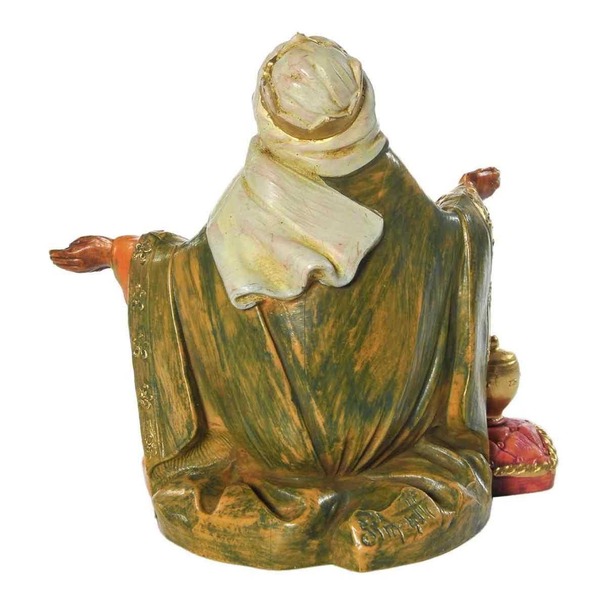 Statua presepe 12 cm re magio baldassarre in ginocchio