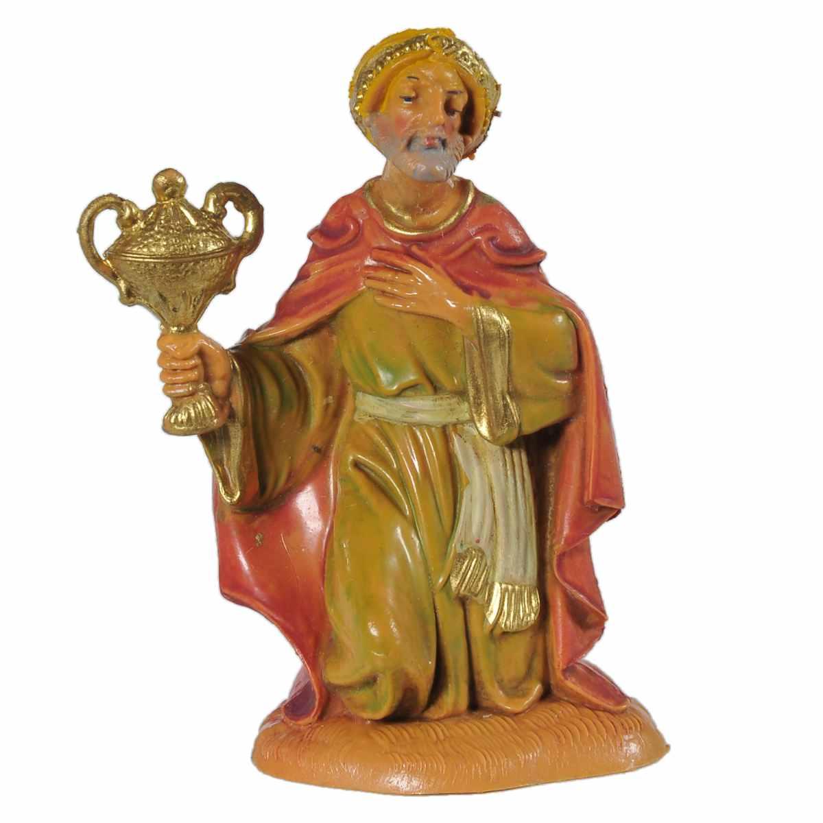 Statua presepe 10 cm re magio gaspare in ginocchio