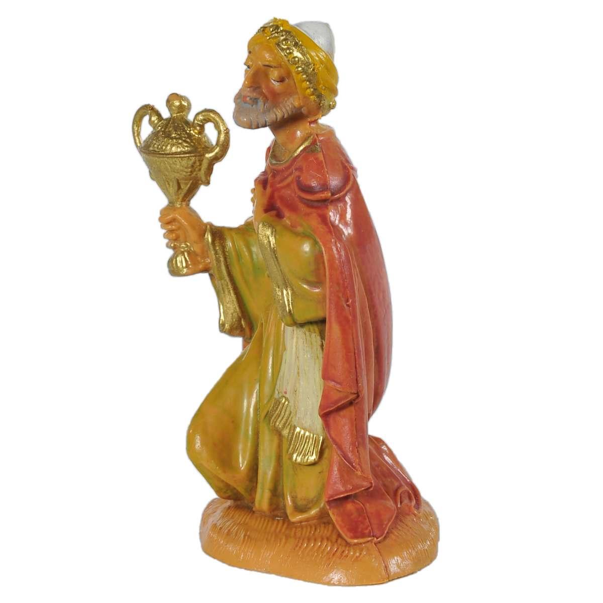 Statua presepe 10 cm re magio gaspare in ginocchio