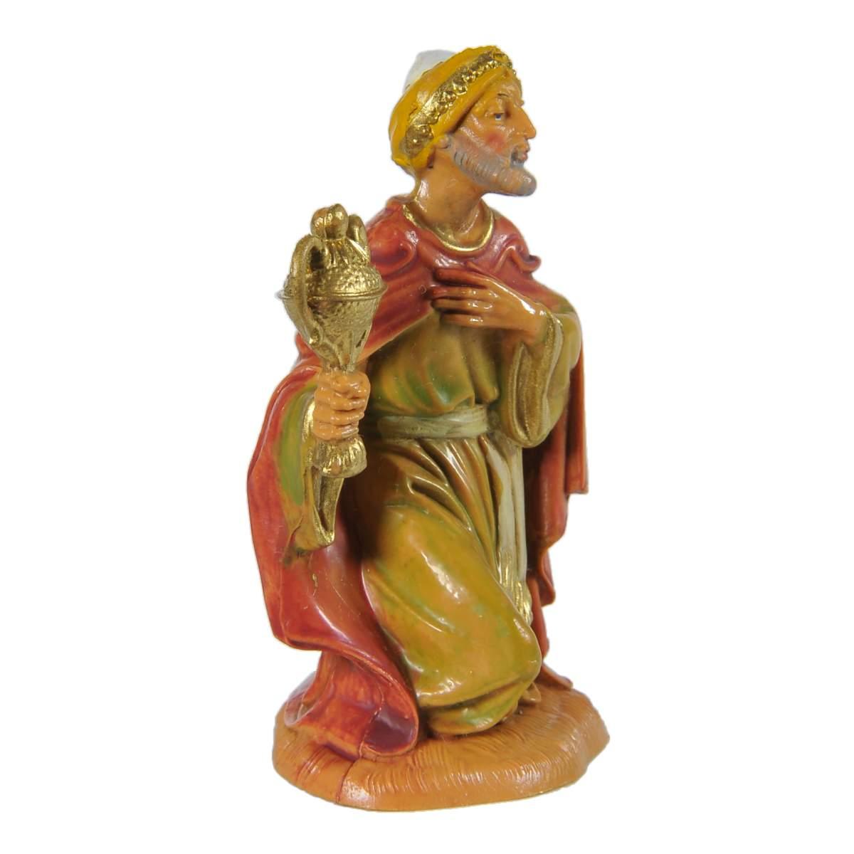 Statua presepe 10 cm re magio gaspare in ginocchio